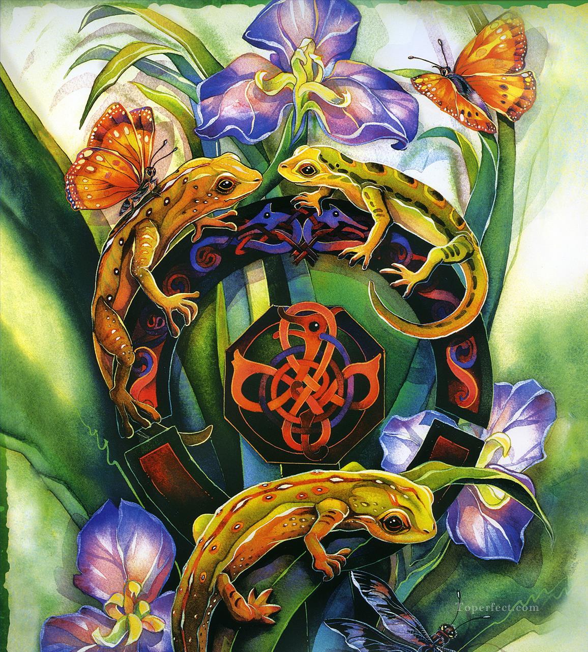 garden magic lizard animal Oil Paintings